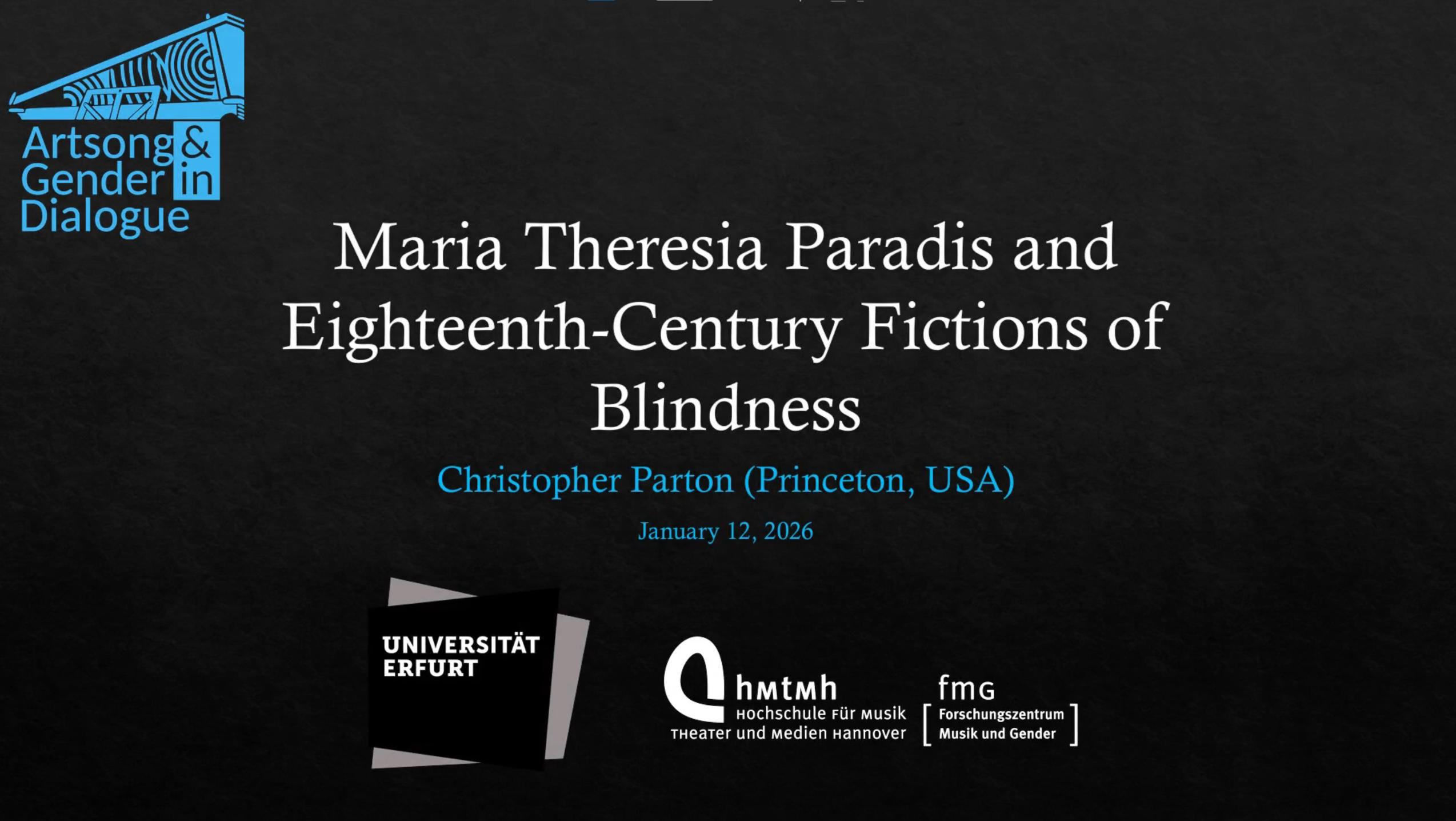 Christopher Parton: Maria Theresia Paradis and Eighteenth-Century Fictions of Blindness